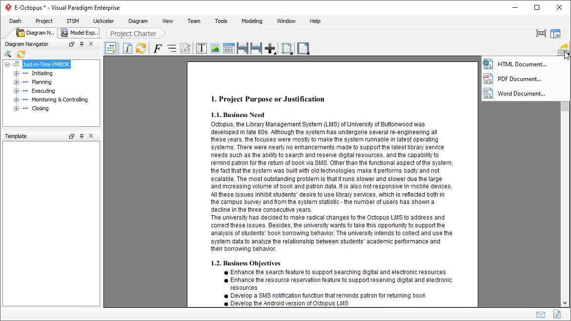 Just-in-Time PMBOK deliverables generation